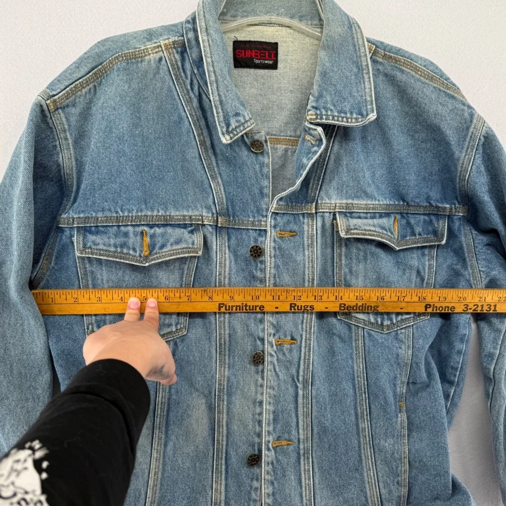 Vintage Sunbelt Sportswear Mens Large Light Wash‎ Denim Trucker Jacket Cotton